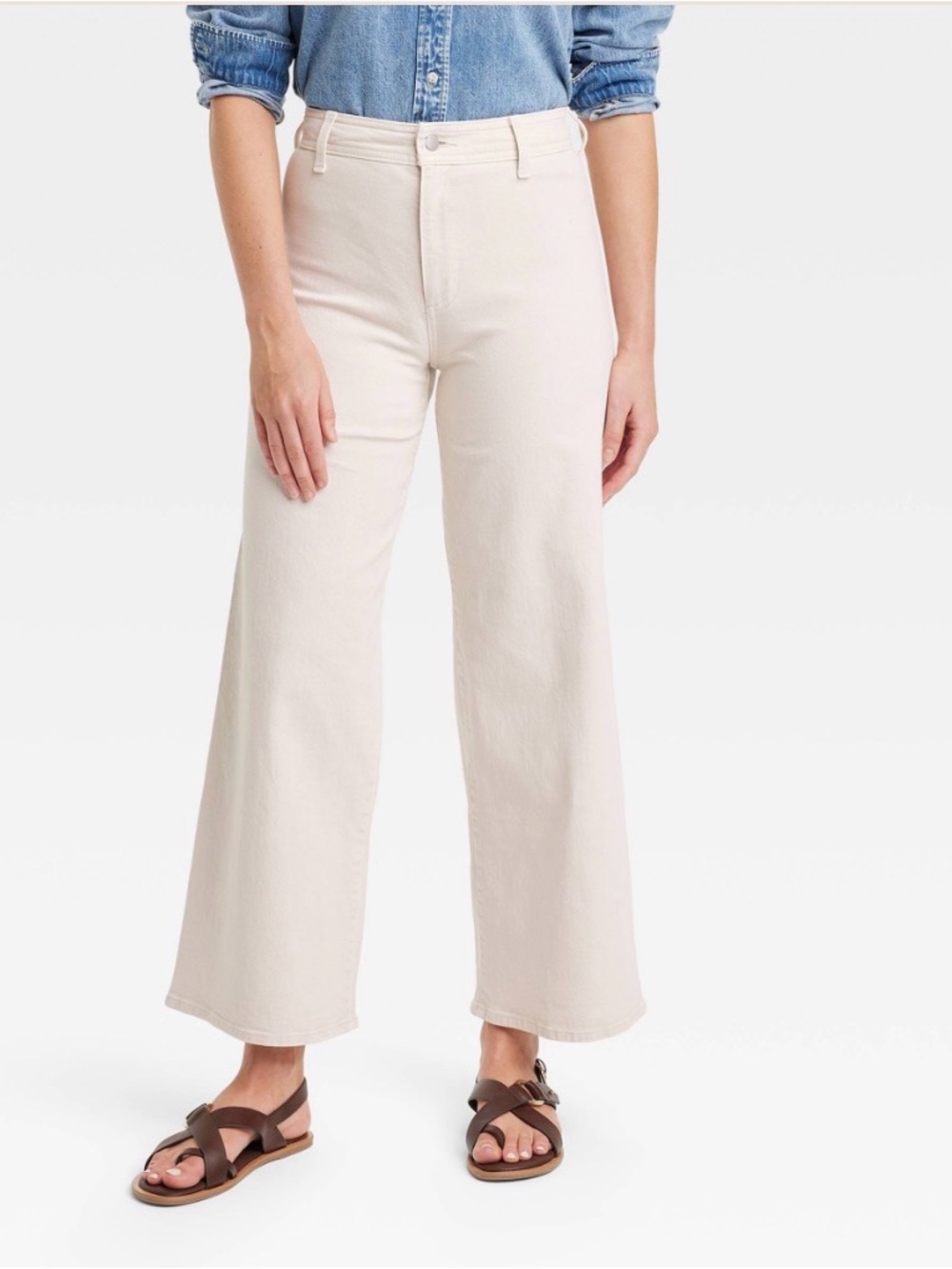 High-Rise Sailor Wide Leg Ankle Jeans - Universal Thread Beige | Size 12